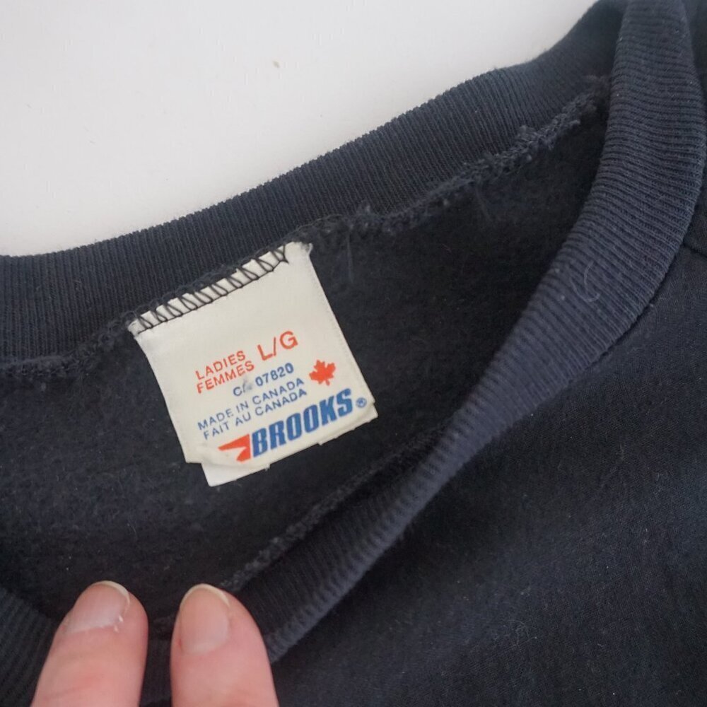 Vintage '90S Black Brooks Active Sportswear Long Sleeve Lightweight Sweater L - Picture 11 of 11